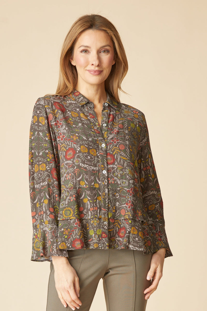 Viscose Rayon Crepe Garden Flounce Shirt - 39620