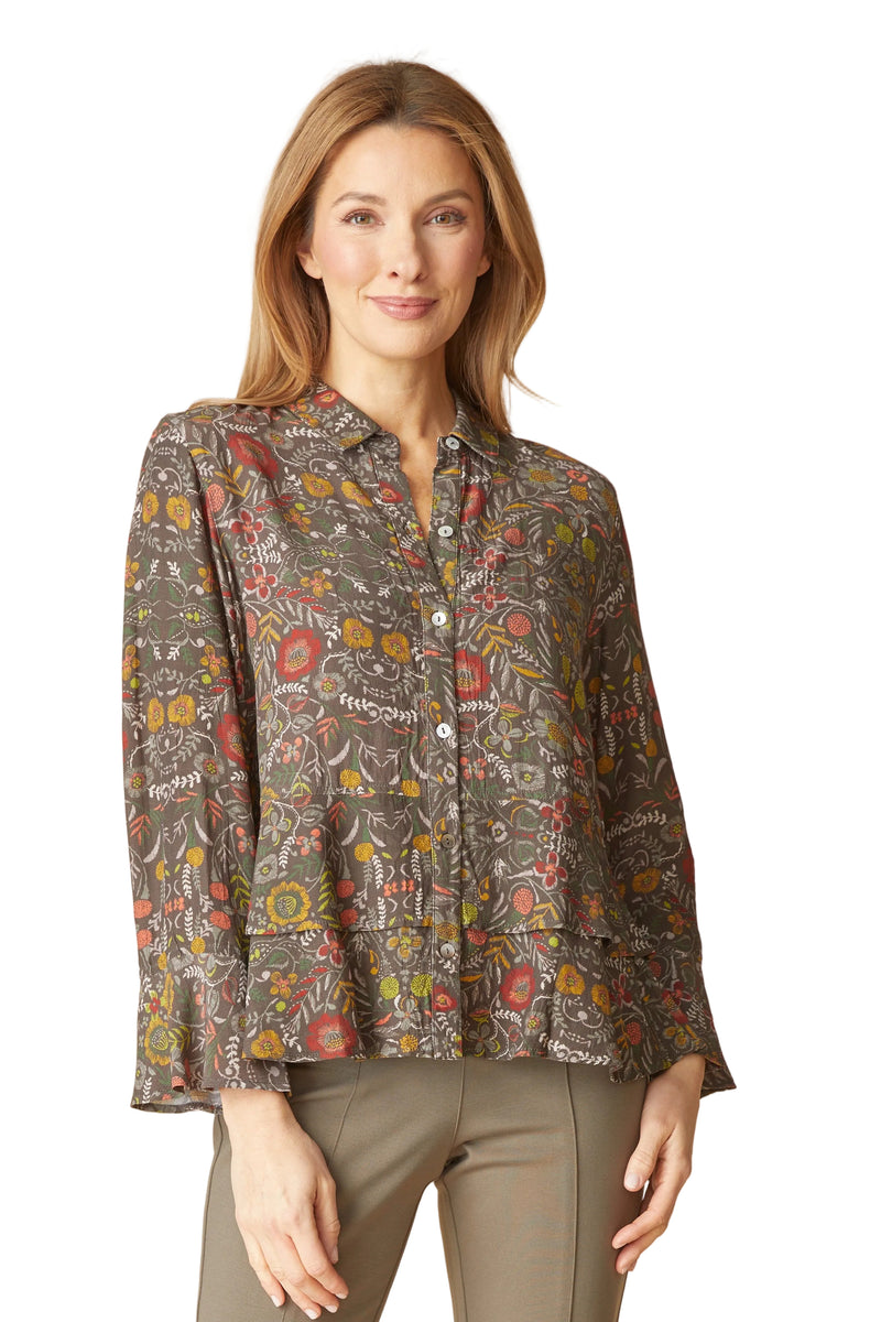 Viscose Rayon Crepe Garden Flounce Shirt - 39620
