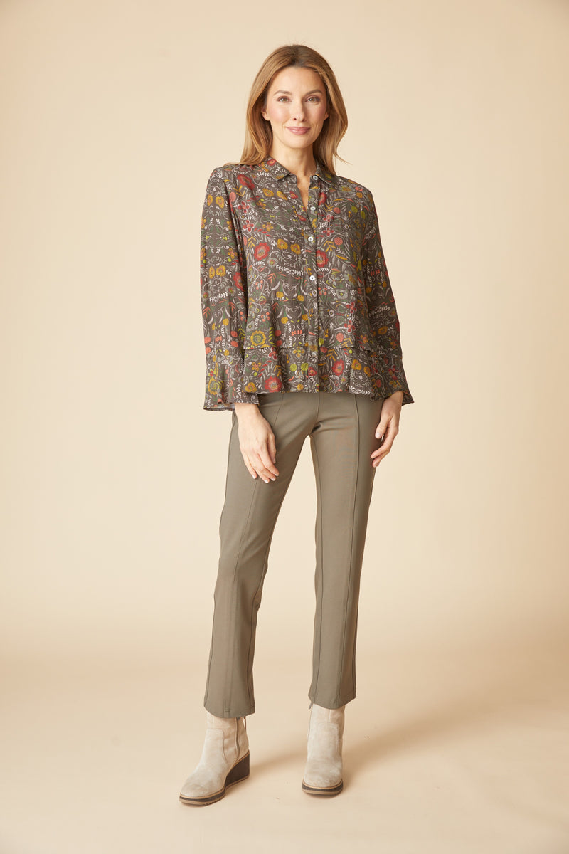 Viscose Rayon Crepe Garden Flounce Shirt - 39620