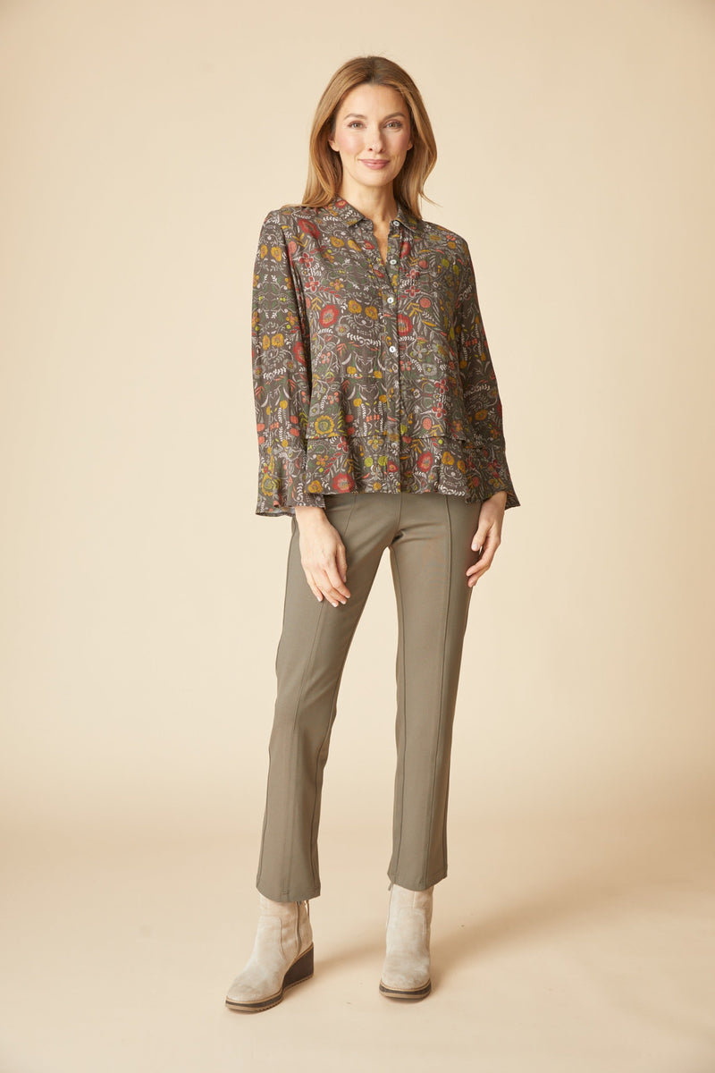 Viscose Rayon Crepe Garden Flounce Shirt - 39620