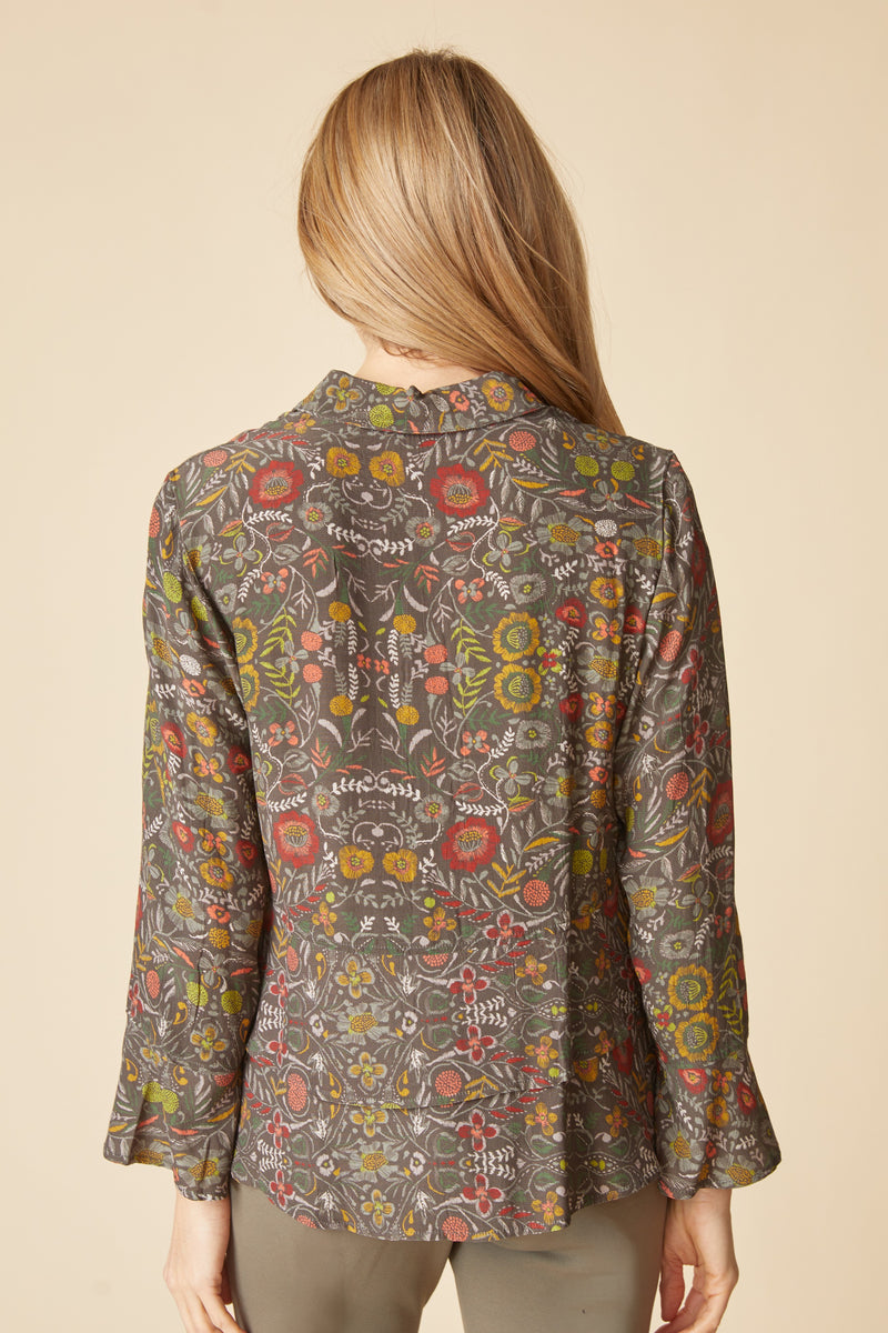 Viscose Rayon Crepe Garden Flounce Shirt - 39620