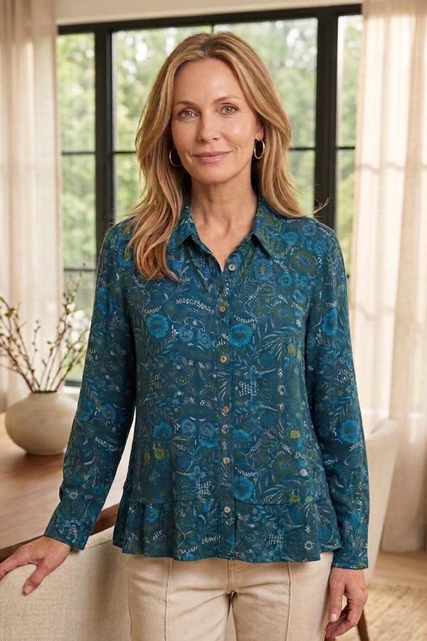 Viscose Rayon Crepe Garden Flounce Shirt - 39620