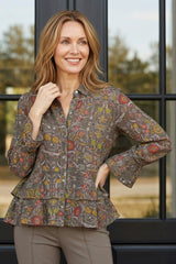 Viscose Rayon Crepe Garden Flounce Shirt - 39620
