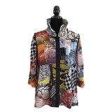 Modern-Art-Print Button Front Blouse/Jacket - 3963