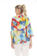 Modern-Art-Print Draped Neck Top - 3970-SP