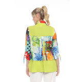 Abstract Art-Print Blouse/Jacket in Lime/Multi - 3998