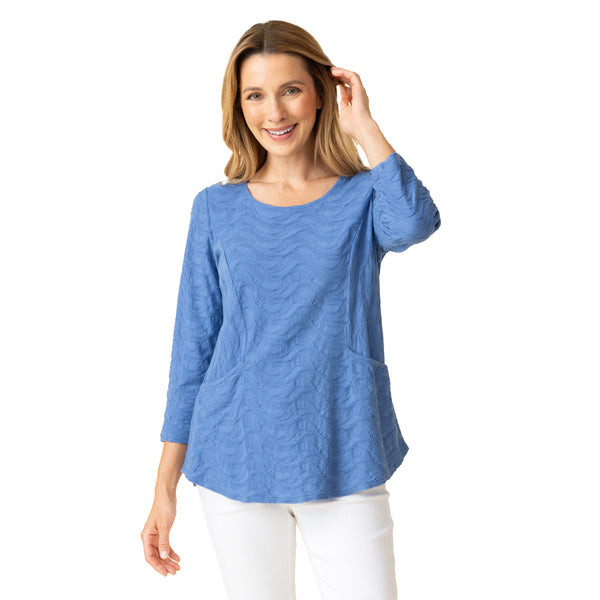 Textured Cotton Pocket Tee in Dusk - 16318-DSK