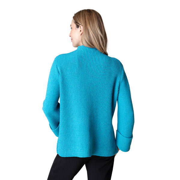 Cotton Shaker Funnel Neck Tunic Sweater in Capri - 87415-CPR