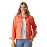 Stretch Jean Jacket in Papaya - 31520-PPY