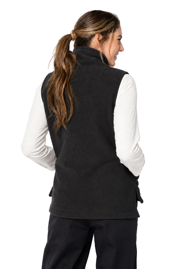 Soft Fleece Vest with High Collar & Front Zip in Black - 16225-BLK - Size S Only!