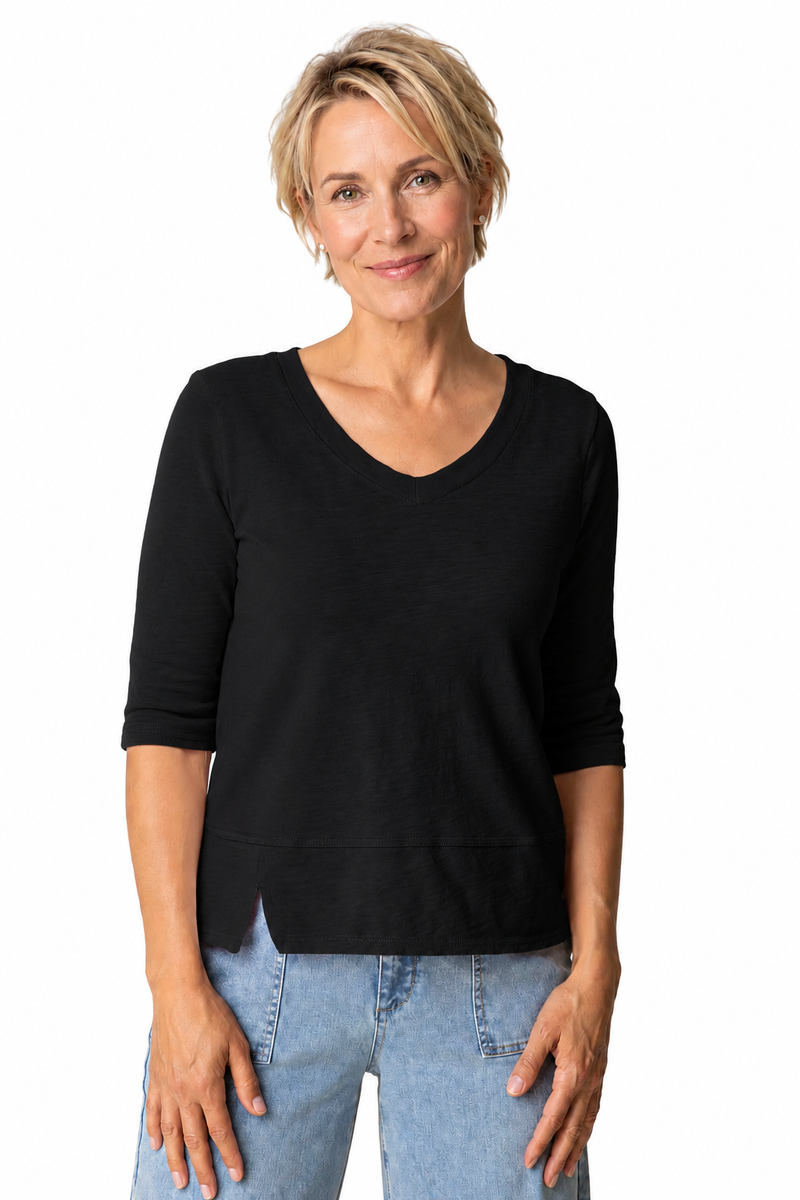 Soft Textured Cotton V-Neck Tee - 27515 - Size XXL Only!