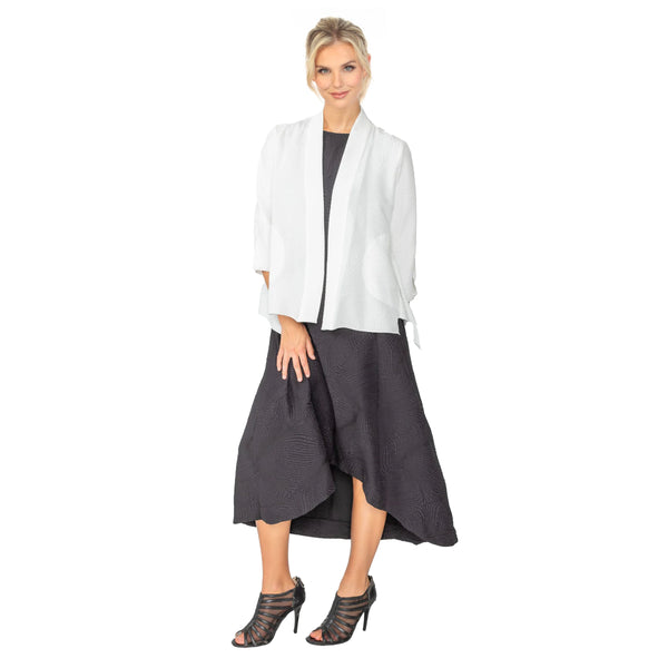 Textured Short High-Low Cardigan Jacket in White - 5741J-WT