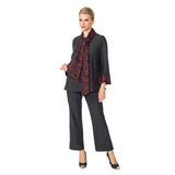 Lace Trim Scarf Jacket in Red/Black - 6939J-RD