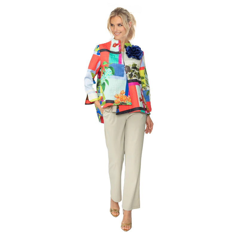 Just In! Colorblock Floral-Print Asymmetric Jacket in Multi - 7261J