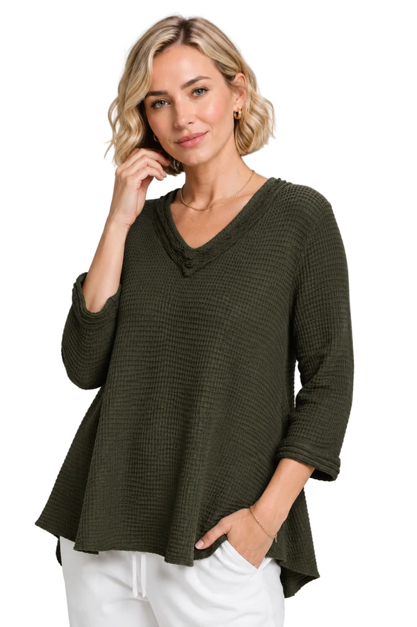 Waffle Tunic in Military - FW140-MLT - Size S Only!