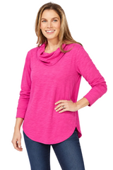 Soft Cotton Draped Cowl Neck Tunic - 10036