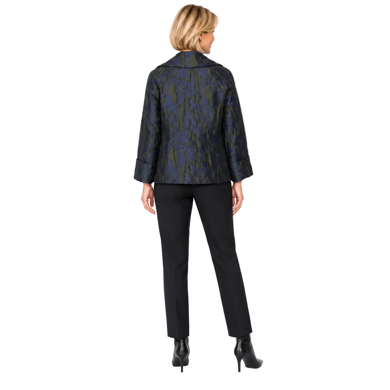 Just In! Textured Jacquard One-Button Jacket in Navy - 7946J