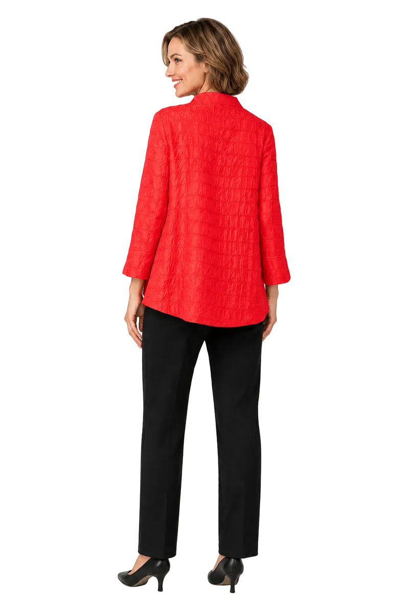 Textured Jacquard One-Button Jacket in Red - 6288J-RD