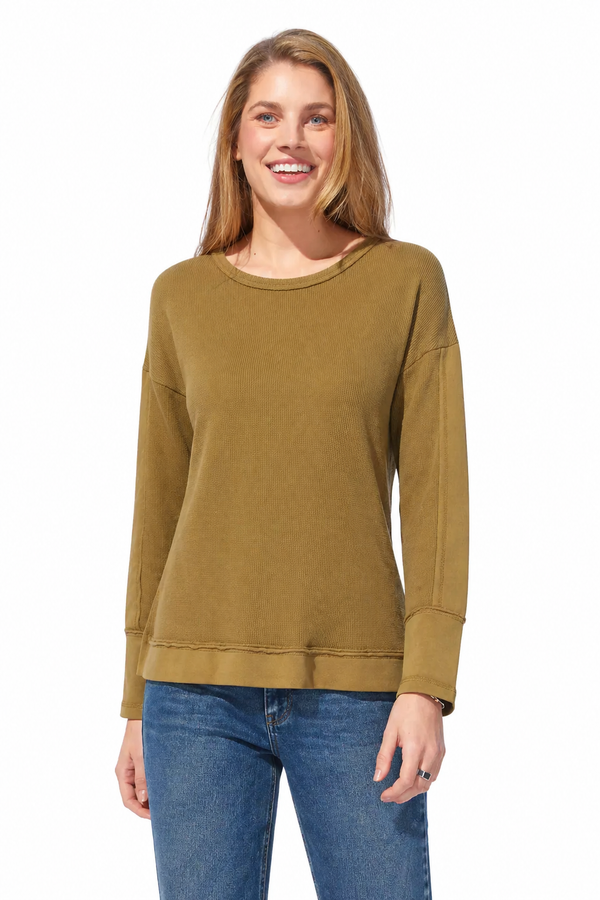 Textured Waffle Knit Pullover - 26533