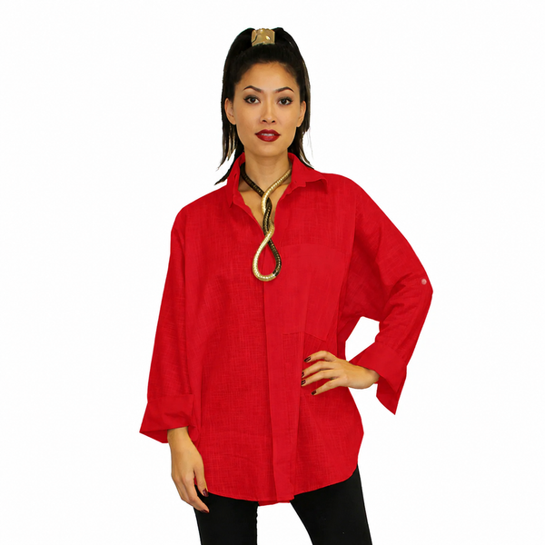 Cotton Big Shirt in Red - GDB-527-TRD
