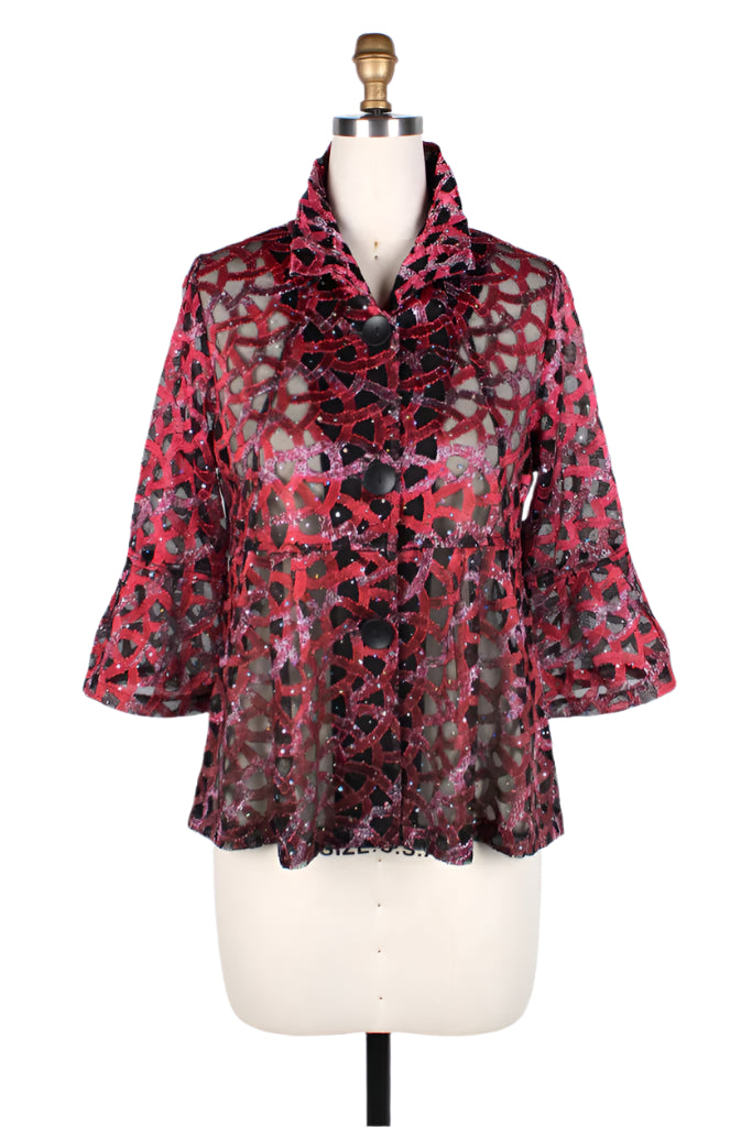 Sequin Soutache Jacket in Red - 400-RD