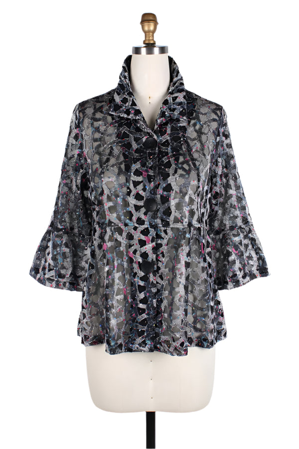 Sequined Soutache Jacket in Silver - 400-SLV
