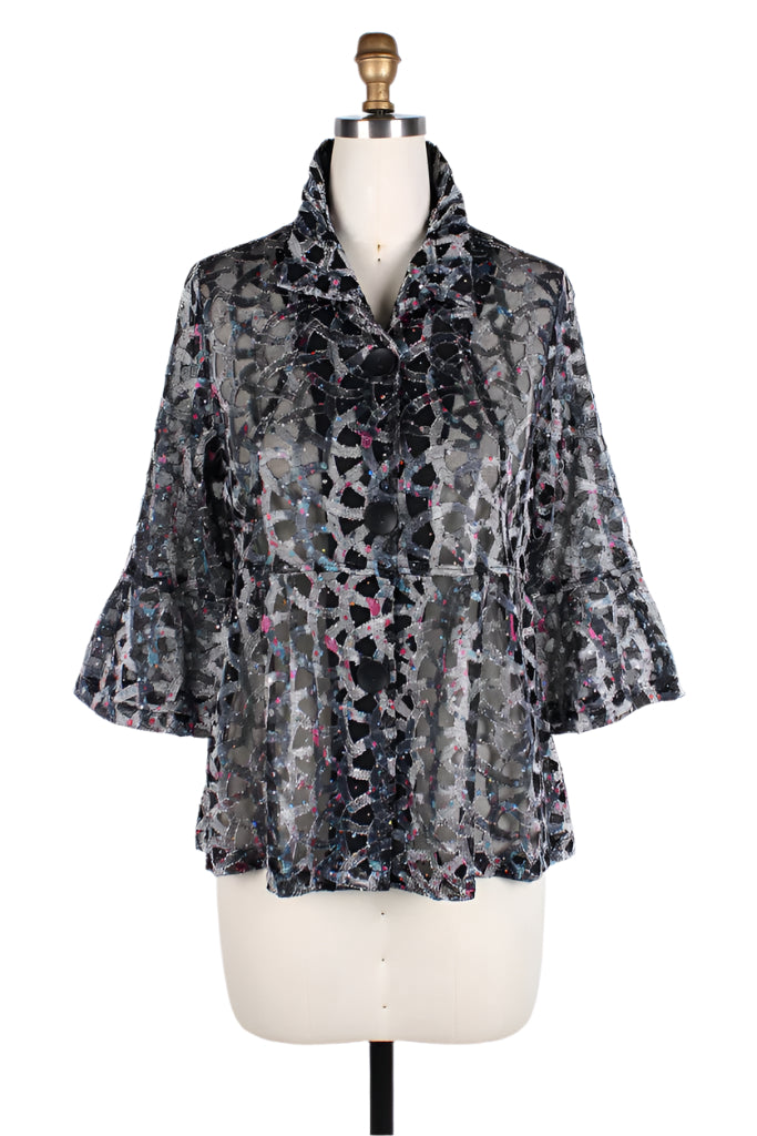 Sequined Soutache Jacket in Silver - 400-SLV