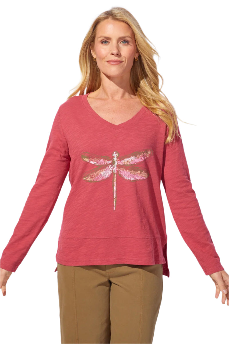 Destination Dragonfly Easy V-Neck Cotton Tee - 40040
