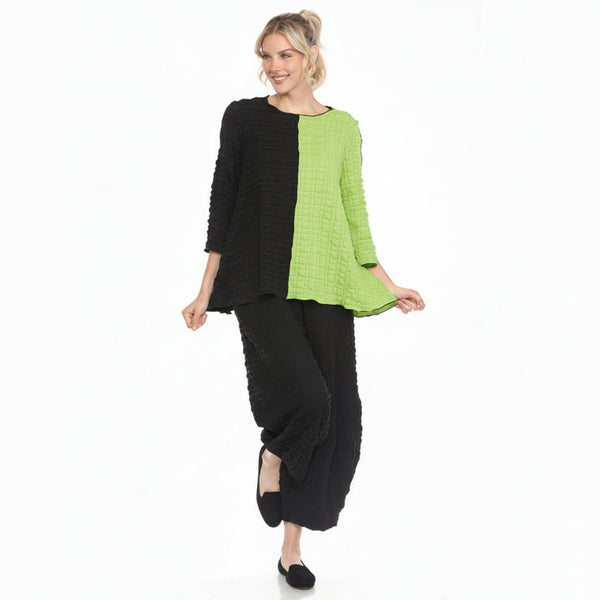 Colorblock Pucker Top in Lime - 4007-LIM