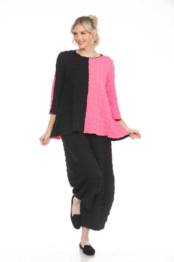 Colorblock Pucker Top in Fuchsia - 4007-FS