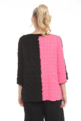 Colorblock Pucker Top in Fuchsia - 4007-FS