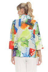 Abstract Art Crinkled Blouse in Multi -4015