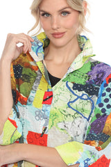 Abstract Art Crinkled Blouse in Multi -4015