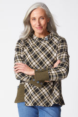 Cozy Holiday Plaid Button-Detail Top - 40295