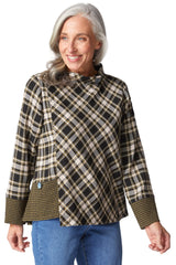 Cozy Holiday Plaid Button-Detail Top - 40295