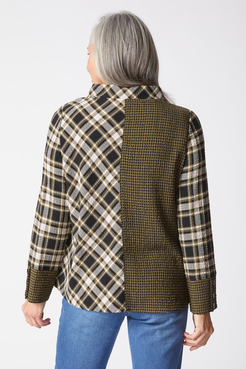 Cozy Holiday Plaid Button-Detail Top - 40295
