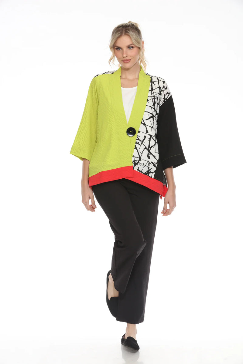 Colorblock Print Hi-Low Jacket in Key Lime/Multi - 4032