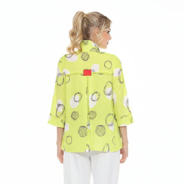 Fresh Abstract Circle Print Shirt in Lime  - 4039
