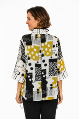 Patchwork Polka-Dot Print Tunic Blouse - 4057