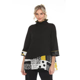 Playful Polka-Dot Trim High Neck Tunic - 4058