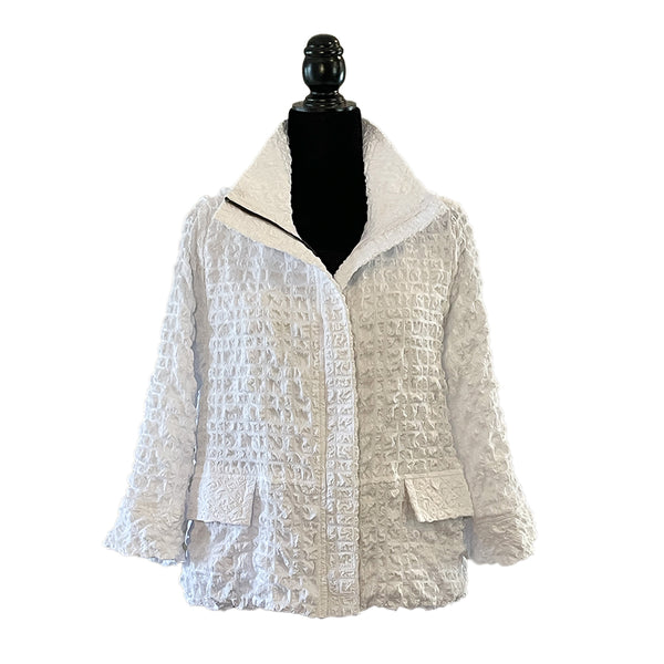 Pucker Zip-Front Jacket in White - 4062-WHT