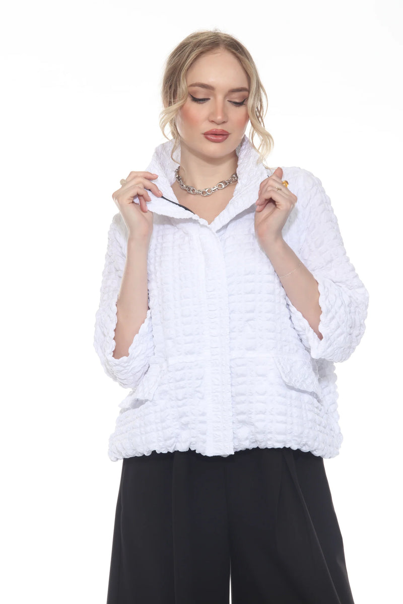 Textured Crinkle Grid Jacket - 4062