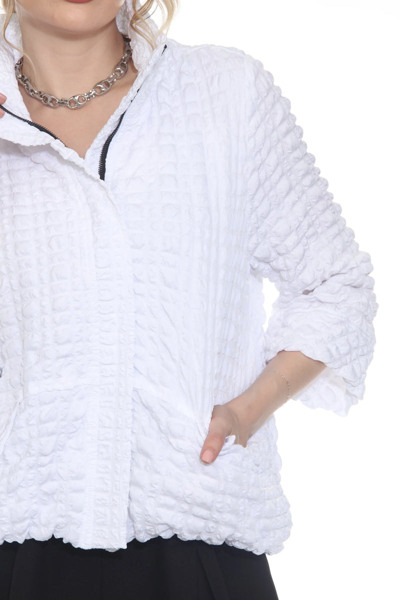 Textured Crinkle Grid Jacket - 4062