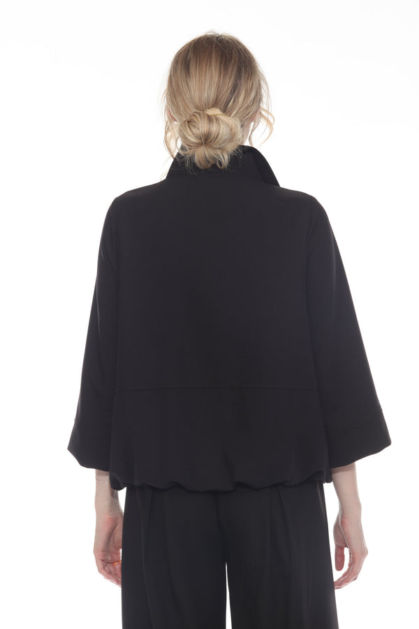 Sophisticated Bubble-Hem Jacket in Black - 4069SOL-BK