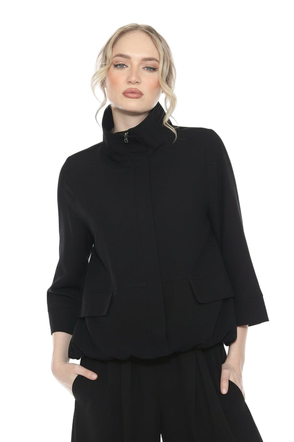 Sophisticated Bubble-Hem Jacket in Black - 4069SOL-BK