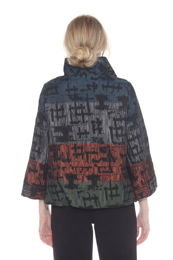 Brushstroke Print Bubble-Hem Jacket - 4069