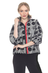 Polka-Dot Newsprint Zip Jacket - 4070