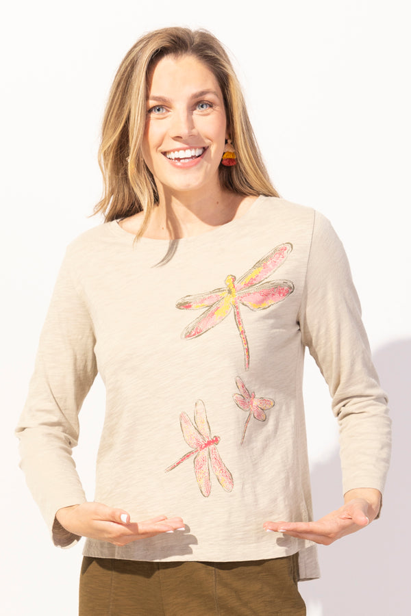 Peruvian Cotton Mosaic Dragonfly Boxy Tee - 40725