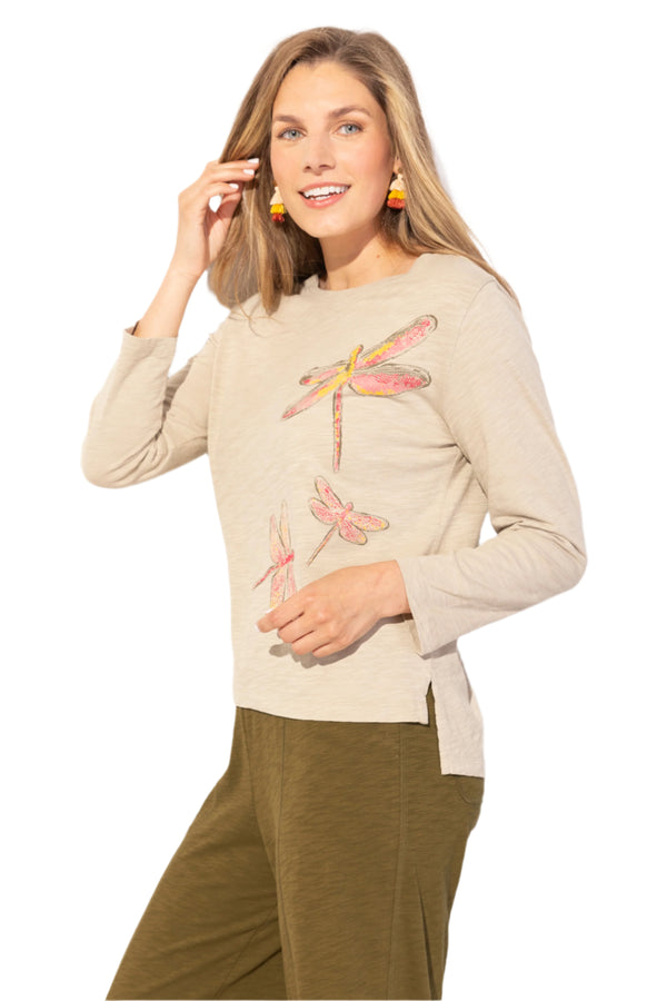 Peruvian Cotton Mosaic Dragonfly Boxy Tee - 40725