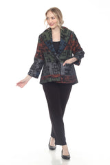 Brushstroke Blazer Jacket, Multi-Color Statement Piece - 4076